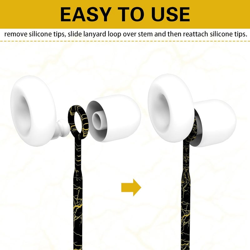 Kasiden Earplug Lanyard with Magnetic Tug-Resistant Safety Cord, Flexible Silicone Lanyard with Most Earplugs with Removable Tips Compatible(Black Gold) - Image 2